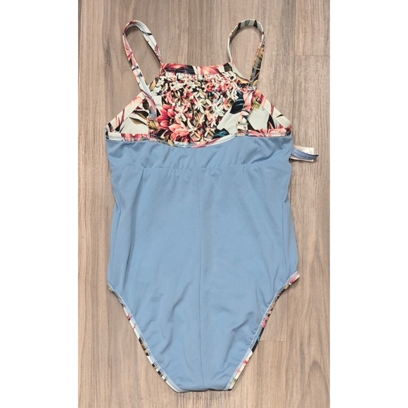 ANTONIO MELANI Floral One Piece Swimsuit - Pink and Green Size 6 - Picture 5 of 8